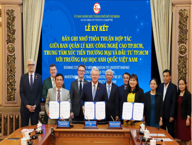 Trường Đại học Anh Quốc Việt Nam, Ban Quản lý Khu Công nghệ Cao TP. HCM, và Trung tâm Xúc tiến Thương mại và Đầu tư TP. HCM ký kết hợp tác chiến lược